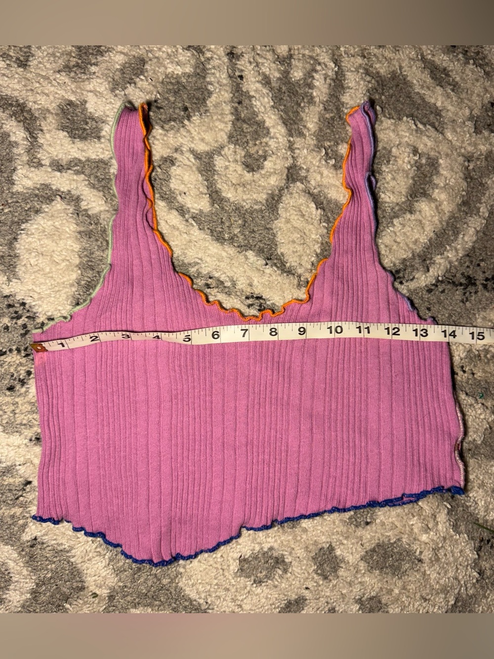 BDG asymmetrical summer vacation purple tank top with orange and blue trim 🐚 - Picture 5 of 6